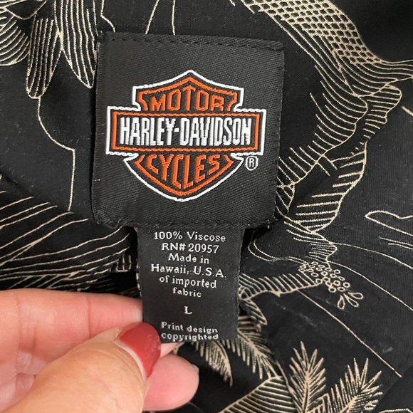 Mens Harley Davidson Hawaiian Short Sleeve Button Up Dress Shirt Sz Large Subtle - Picture 5 of 5